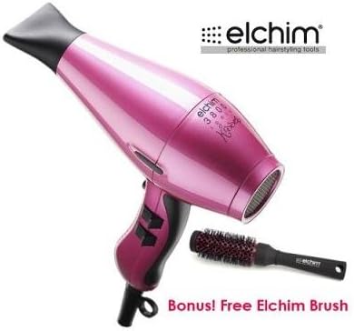 Elchim 3800 Idea Ceramic Hair Dryer in Fuchsia Pink + Free Elchim 1-3/4" Round Brush
