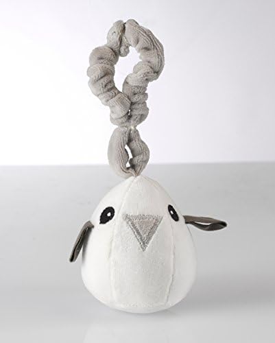 MaudNLil Organic Infant Tweet Rattle, Grey, Small