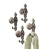 CBK Ltd Aluminum 2-1/4-Inch W Double Wall Hooks with Antique Brass Finish, Set of 4