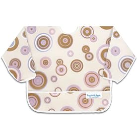 Bumkins Waterproof Sleeved Bib - Rose/Chocolate Circles