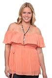 Torrid Plus Size Pastel Orange Accordion Cold-Shoulder Top