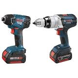 Bosch CLPK221-181 - 18V 2-Tool Kit, HDH181 - Hammer Drill/Driver and  25618 - Impact Driver with 2 FatPack HC Batteries