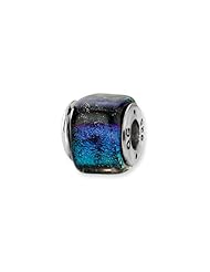 Rainbow Dichroic Glass, Square Charm for 3mm Charm Bracelets