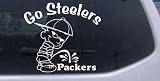 6in X 6.6in White -- Go Steelers Pee On Packers Car Window Wall Laptop Decal Sticker