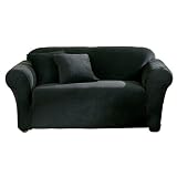 Stretch Pique Loveseat Slipcover - Black