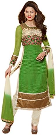 Rehsha Women's Designer Bollywood Indian Churidar Suit Cream & Green