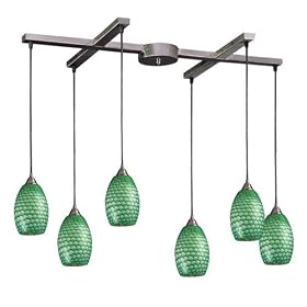 Mulinello - 6 Light Kitchen Island Pendant Track Lighting Fixture - Brushed Nickel - Green... by Elk