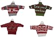 Acrylic Hand Knit Christmas Sweaters Ornaments Set of 12 - 3 of Each Pattern