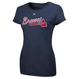 MLB Jason Heyward Atlanta Braves Women's Short Sleeve Crew Neck Tee (Ath Navy Heather, X-Large)