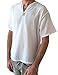 Love Quality Men's Short Sleeve Shirt 100% Cotton Thai Hippie Yoga Shirt (X-Large, White)