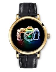 SPRAWL Aanalog Fashion Series Gold Ladies Watches of Genuine Black Leather Strap,Unique Wrist Watch for Women Girls Designed with Camara with neon lights
