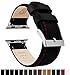 Barton Leather Watch Bands Compatible with All Apple Watch Models - 42mm Black Leather & Red Stitching