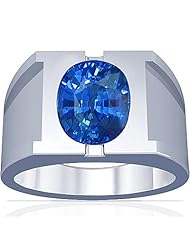 14K White Gold Cushion Cut Blue Sapphire Solitaire Ring