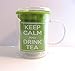 Best Glass Tea Mug with Stainless Steel Tea Infuser - Loose Leaf Tea Infuser Mug - Tea Strainer - Tea Steeper – “Keep Calm and Drink Tea” Nicely Gift Boxed - Great Tea Steeping System