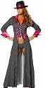 Sexy Pimp Mafia Lady Gangster Girl Outfit Costume Pinstripe Zipper Front Robe Shorts and Hat