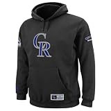 MLB Men's Colorado Rockies Be Proud Long Sleeve Hooded Fleece Pullover, Black/Regal Purple, X-Large