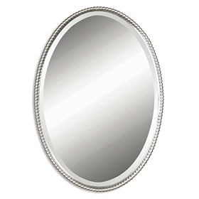  Uttermost 32 inch Inch Sherise Oval Wall Mounted Mirror Brushed Nickel