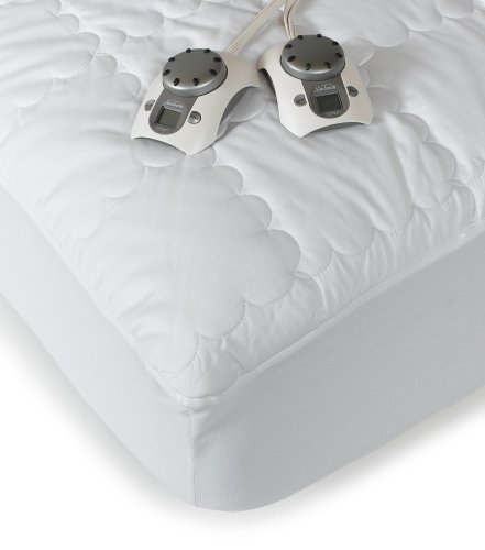 Sunbeam Camelot Haven 300-Thread-Count Cotton King SlumberRest Heated Mattress Pad, White