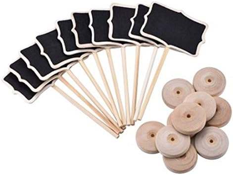 Kmida Mini Rectangle Chalkboard with Stand for Message Board Signs Black(10Pcs)
