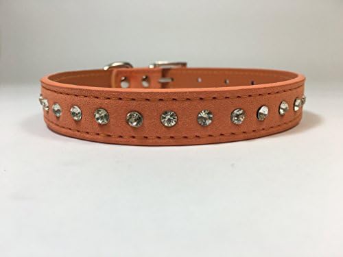 Designer Rhinestone Studded Dog Collar, Classy, Elegant &amp; Stunning! Orange-MED