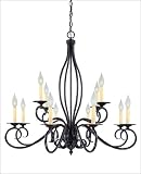 12 Light Chandelier - Flat Black Finish