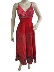 V-neck Cotton Vintage Floral Print Elasticized   Waistline Summer Maxi Dress 