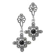 .925 Silver, Onyx & Marcasite Dangle Earrings