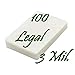 100 Pack Legal Size 3 Mil. Thermal Laminating Laminator Pouches Sheets 9 x 14-1/2 Free Carrier Sleeve