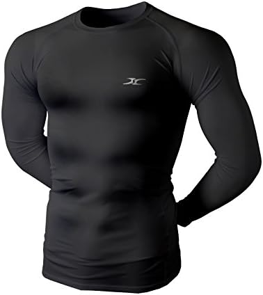 H2H SPORT Men's Various Color Skin Tight Long Sleeve Compression Base Layer BLACK US M/Asia XL (KMTTL0373)