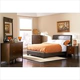 Stoneham By-Cast Leather Queen Bedroom Set in Walnut