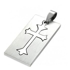 Stainless Steel Medieval Cross Men's Dog Tag Pendant