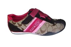 Coach Jenney Signature Khaki/Pink 12CM Suede Sneaker Shoes A1625 KLP 8.5