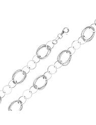 14K White Gold Fashion Link Bracelet with Lobster Claw Clasp - 7.5" Inches