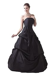 A-line Strapless Taffeta Natural   Waistline Floor Length Lace-Up Prom Dress 