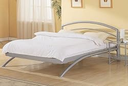 Coaster Modern Contemporary Platform Bed, Silver Metal Finish, Queen