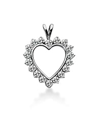 14K Gold Prong set Diamond Heart Pendant (3.06 cttw, F - G Color, SI2 Clarity)