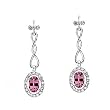 14K White Gold Pink Tourmaline and Diamond Earrings