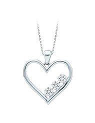 10K White Gold 0.07 ct. Diamond Heart Pendant with Chain