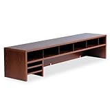 IMAGE OF Safco Products - Safco - Low-Profile Desktop Organizer, 10 Sections, 57 1/2w x 12d x 12h, Medium Oak - Sold As 1 Each - Full-width shelf with adjustable dividers. - Two 9 x 11 trays for papers-mount left or right. - Organizer can be used with or without the 5/8