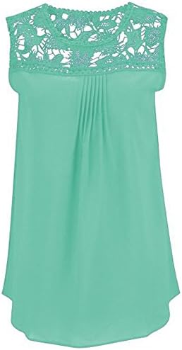 Loomin Women's Sleeveless Hollow Out Chiffon Plus Size Lace Crochet Top Shirt (X-Large, Mint Green)