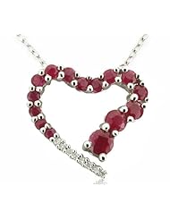 10k White Gold 0.72 ctw Graduated Round-Cut Ruby Cut-Out Heart Pendant