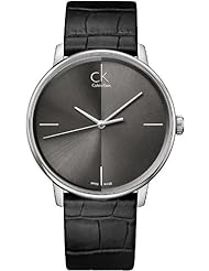 Womens Black Calvin Klein ck Accent Leather Strap Watch K2Y2X1C3