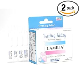 Boiron Homeopathic Medicine Camilia Teething Relief Single-Use Oral Doses, 20-Count Boxes (Pack of 2)