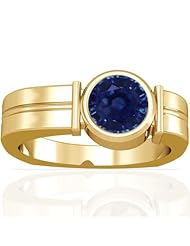 14K Yellow Gold Round Cut Blue Sapphire Solitaire Ring (GIA Certificate)