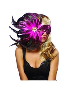 Sequin and Feather Pink Mask