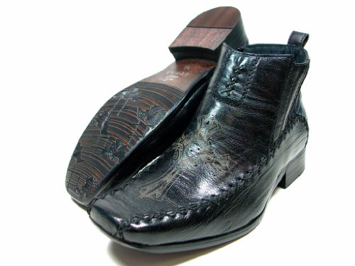 Kids Boys Black Side Zip Slip On Dress Casual Boots w/Cross Shoes Styled In Italy Conal By D Aldo