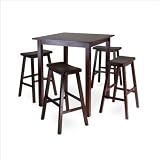 Winsome’s Parkland 5-Piece Square High/Pub Table Set in Antique Walnut Finish