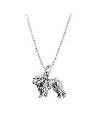 Sterling Silver Three Dimensional Small Bulldog Necklace
