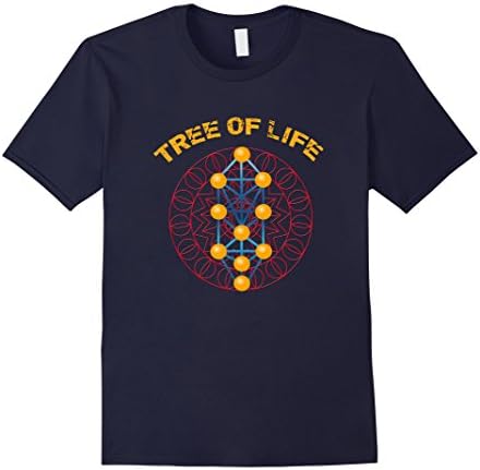 Men's Kabbalah T Shirt - Cabala Tree of Life, 10 Sephirot Tee Large Navy