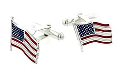 Handmade sterling silver and enamel American flag cufflinks crafted in the U.S.A
